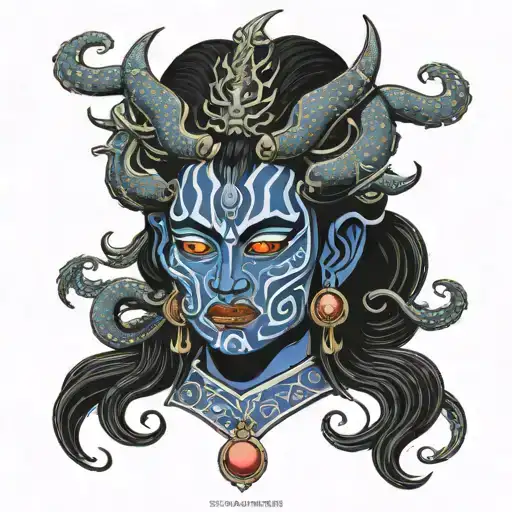 Goddess Kali Face With Dragon