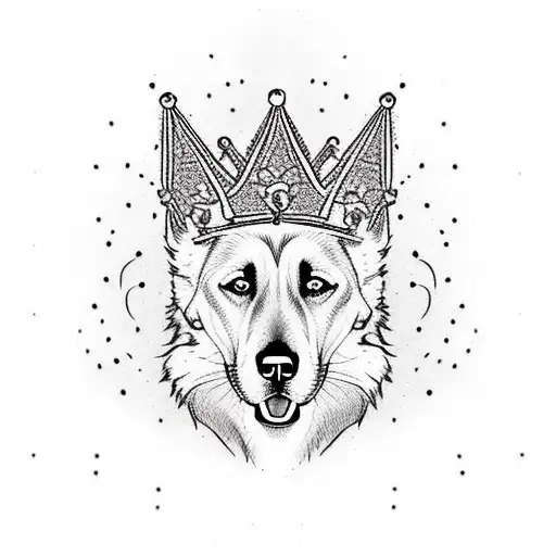 American Traditional Belgian Malinois Wearing A Crown