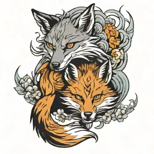 Little Fox Fights Wolf Japanese Style