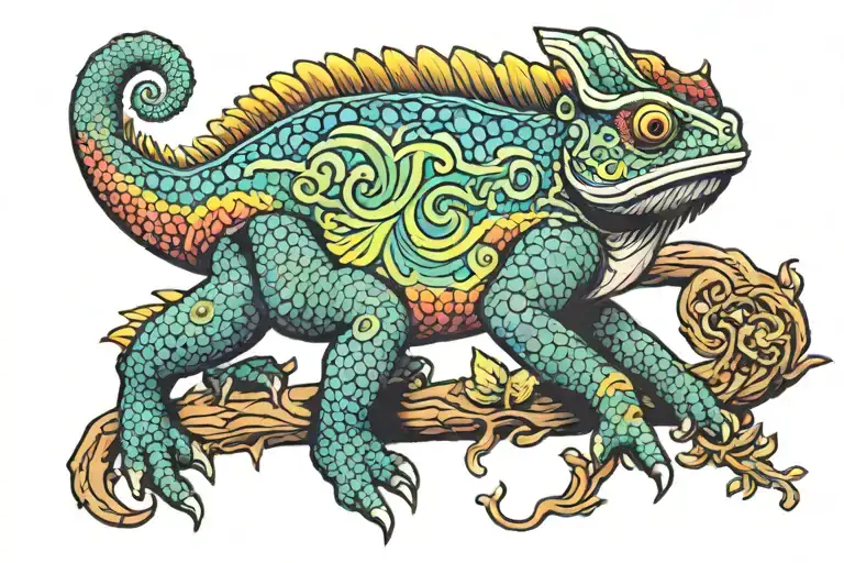 Rainbow Chameleon Walking