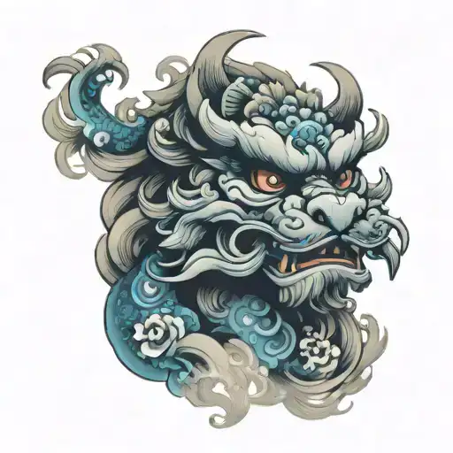 Foo Dog Face With Smoke Rising