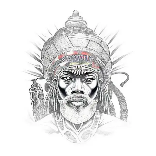 Greek African Wizard Statue With Marijuana