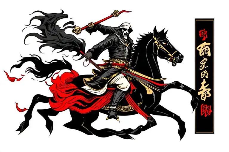Evil Grim Reaper On A Rearing Dark Horse