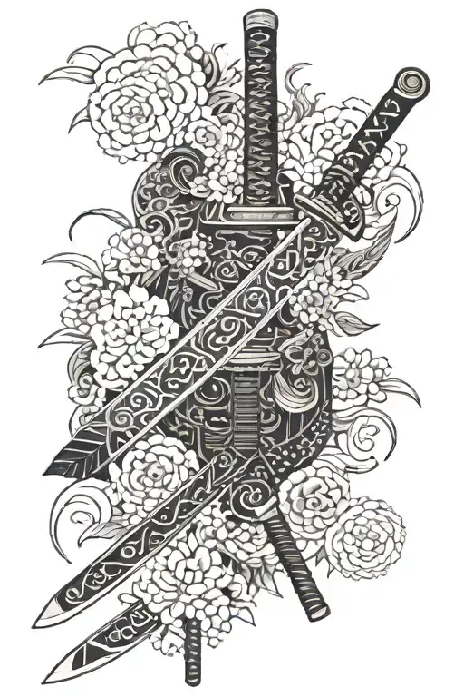 Samurai Sword With Intricate Floral Patterns