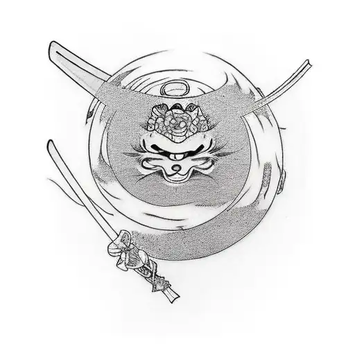 A Small Katana Tattoo In The Hand With Little Lines Coming From It