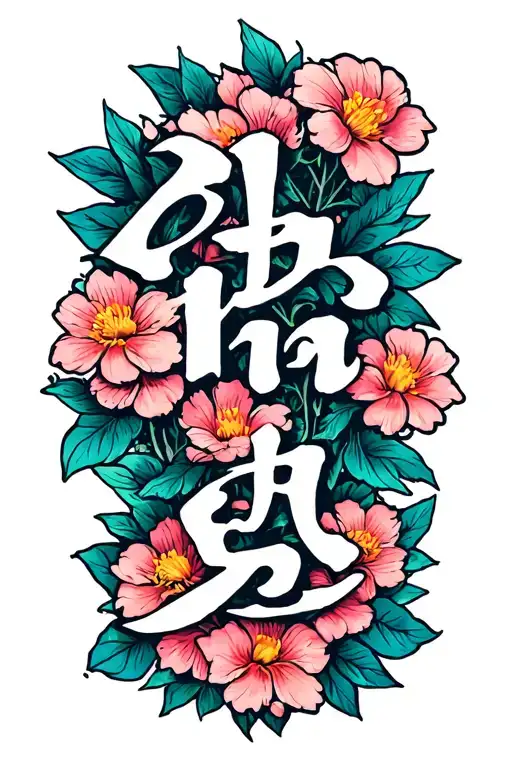 The Word Ohana With Flowers
