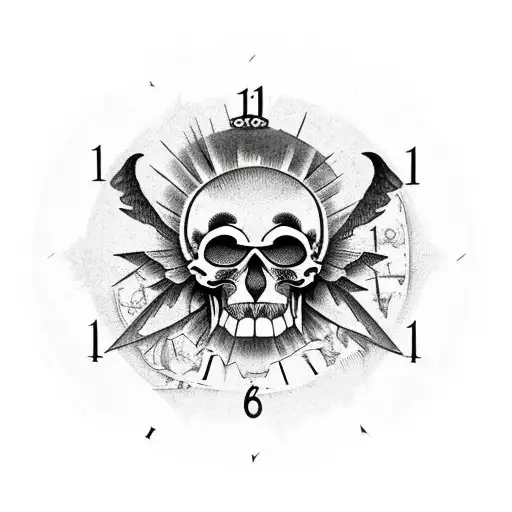 Memento Mori Text With A Raven Standing On A Demon Skull With An Ancient Clock On Behind