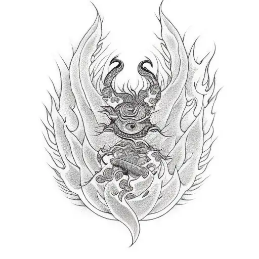 An Arara Wing With Fire Flames