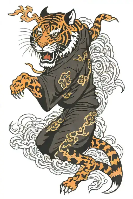 Fire Tiger With Oni Mask Head