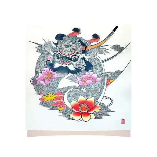 Samurai With Flowers And Koi Sleeve