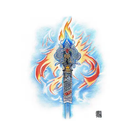 Flaming Sword With Blue Flame