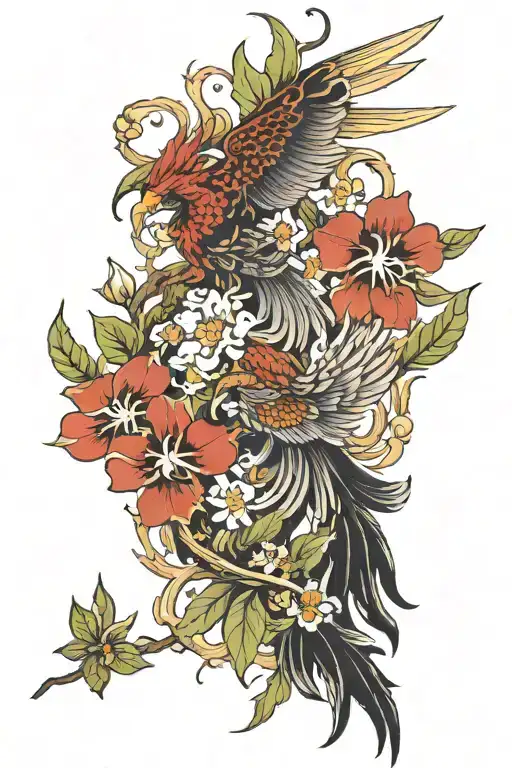 Phoenix And Orchid With Tropical Plants