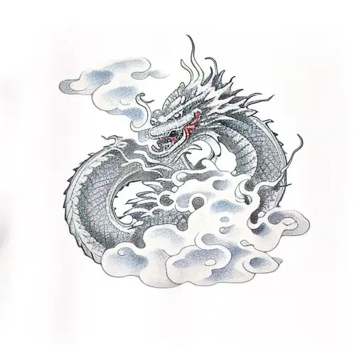 Dragon With Clouds Background For Leg