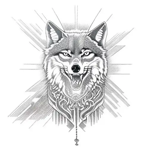 Red Wolf Howling At A Red Sun