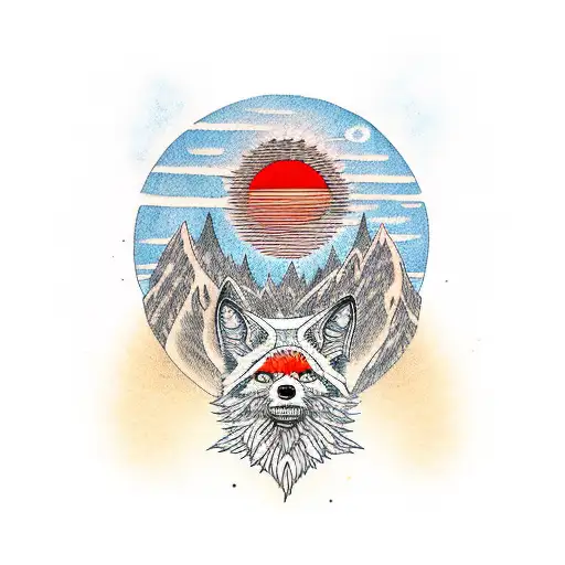 Red Wolf Howling At A Red Sun