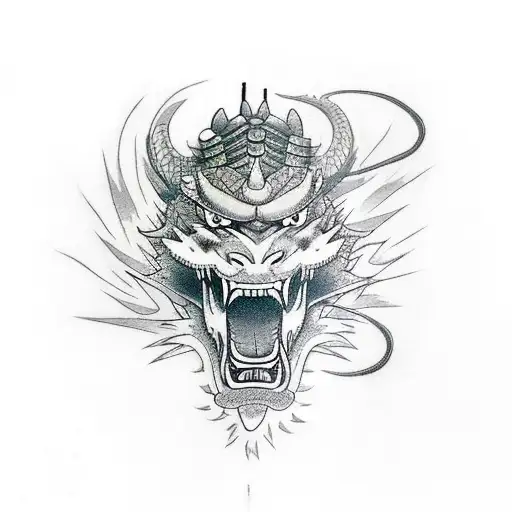 Samurai Fighting With A Dragon