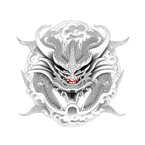Dragon Surrounding Demon Mask