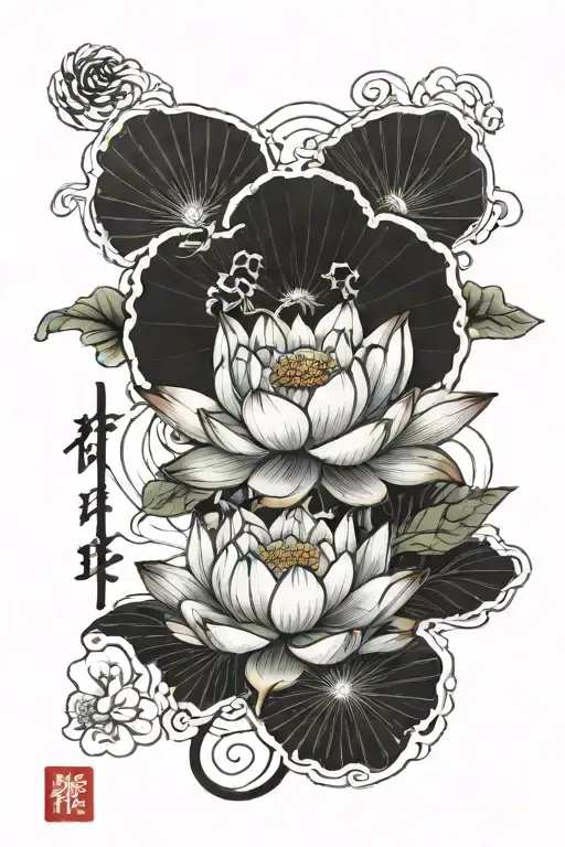 Lotus With Writing Going Vertically