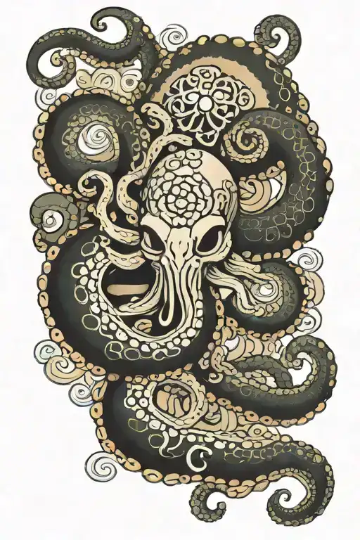 Octopus And Crab In Finger Waves Crashing