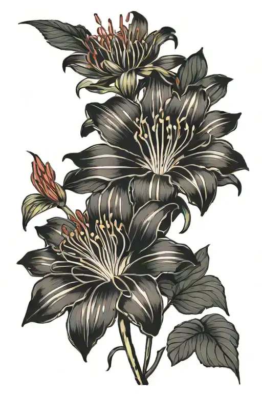 Red Spider Lily Plant With The Work Wink As The Stem