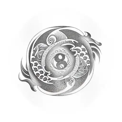 Yin And Yang With Coy Fish