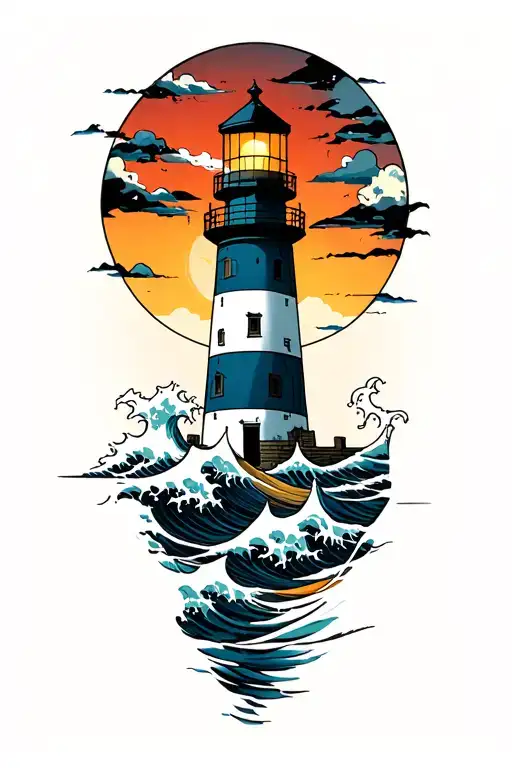 Lighthouse With Crashing Waves