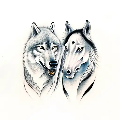 Horse And Wolf Embraced