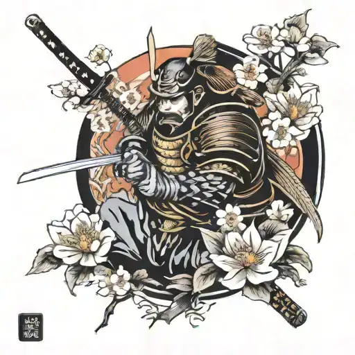 Samurai Warrior Sakura Flowers