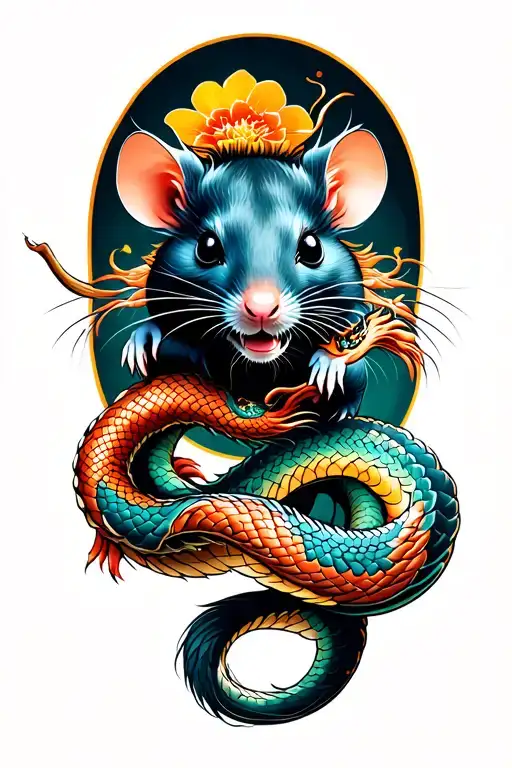 Rat With Dragon And Snake