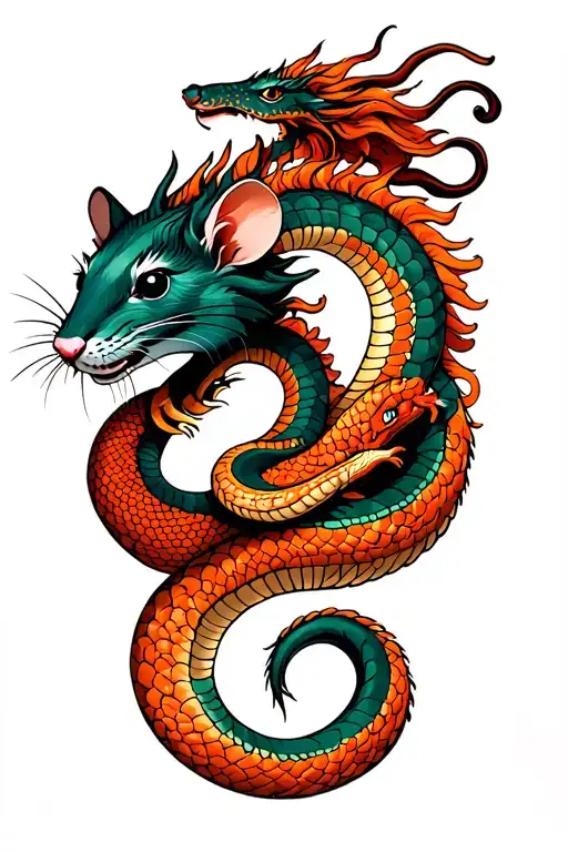 A Rat With A Dragon And A Snake Separately