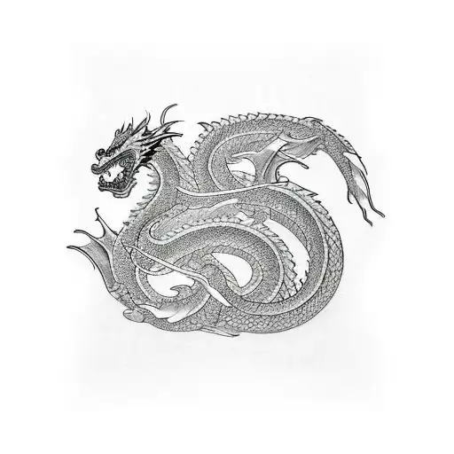 Dragon Sleeve Greyscale