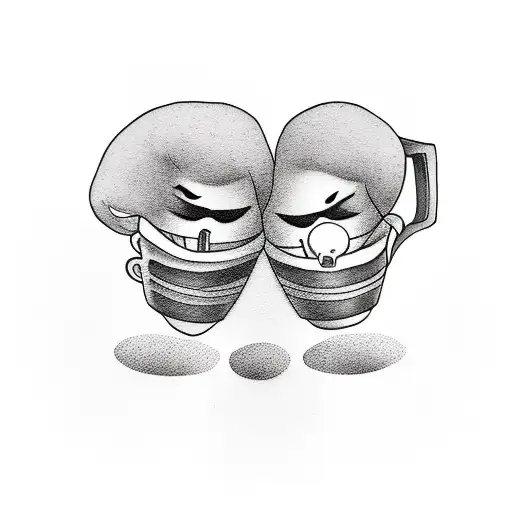 A Minimalist Tattoo Of Two Soccer Players Holding Coffee Mugs