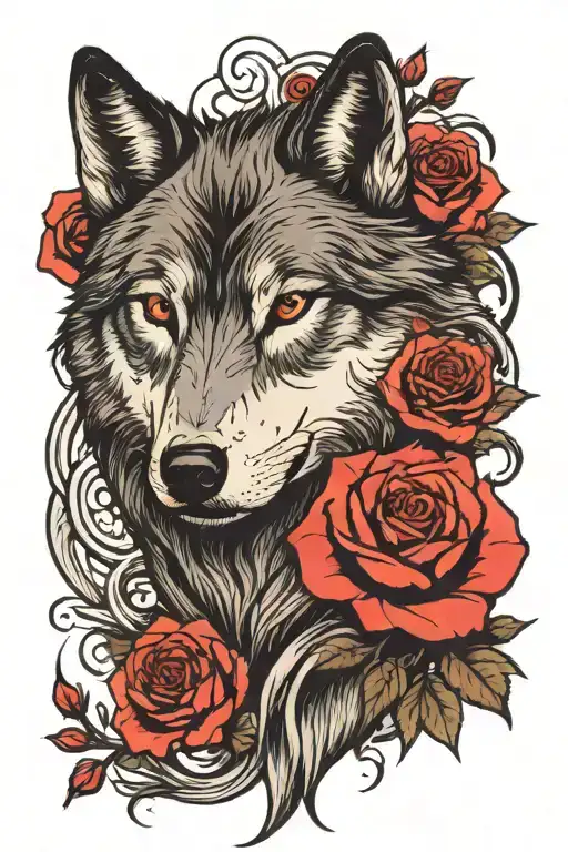 Wolf Blended By Roses