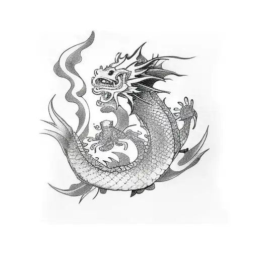 Dragon Whith Koi Fish