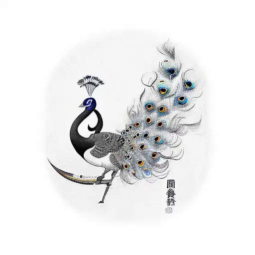 A Peacock Playing A Musical Instrument