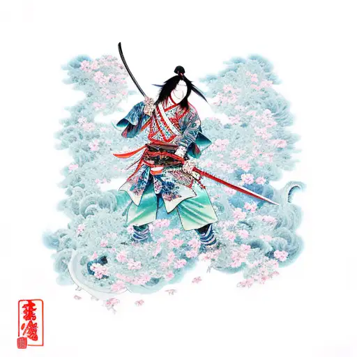 Tanjiro From Demon Slayer Wielding His Sword Amidst A Swirling Cherry Blossom Storm