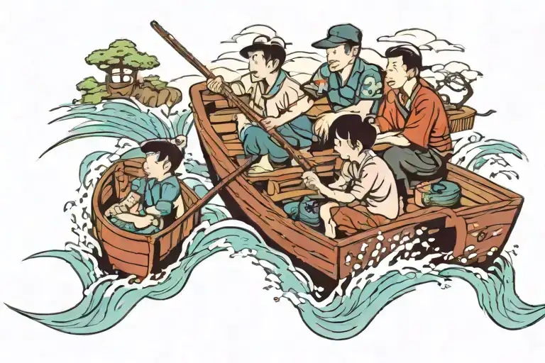 1 Dad And 1 Son Fishing In A Boat