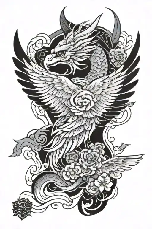 Wing Tattoo Design Combining Elements