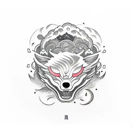 Bad Wolf With Lava And Red Moon