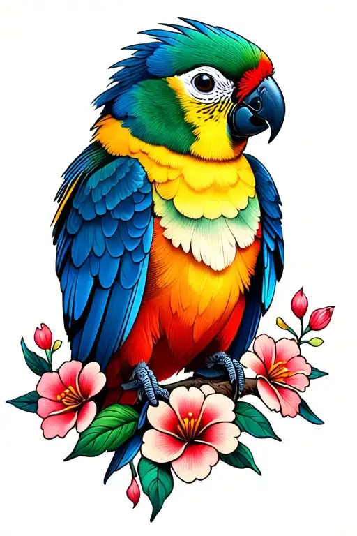 Conure Bird Flowers Symbolizing Love