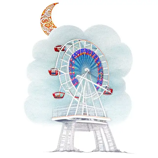 Ferris Wheel With Moon