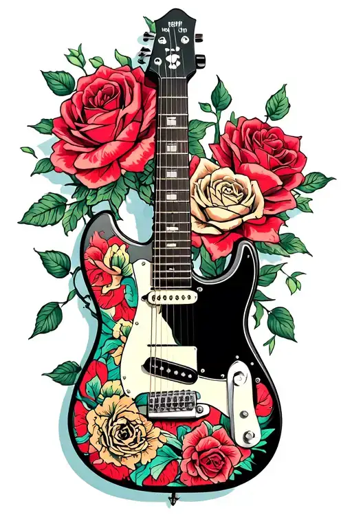 Finder Statocaster With Thorny Roses Intertwined
