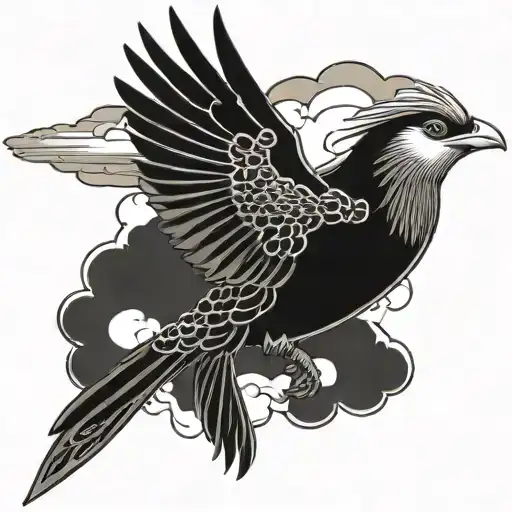 Bird Flying Among Clouds