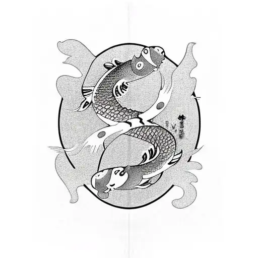 Koi Fish Swim Through Torii Gate