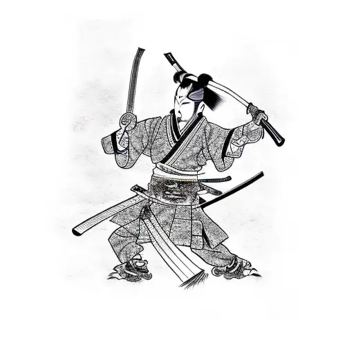 Samurai Cleaning His Katana