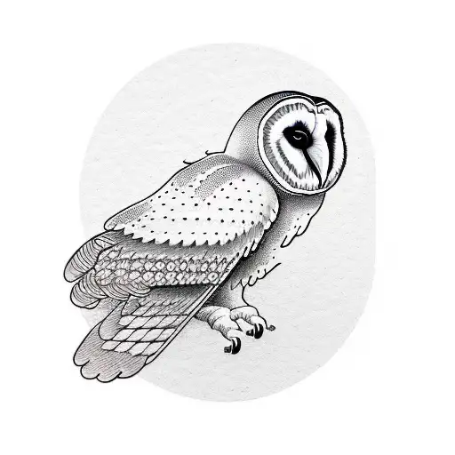 Simple Barn Owl Linework