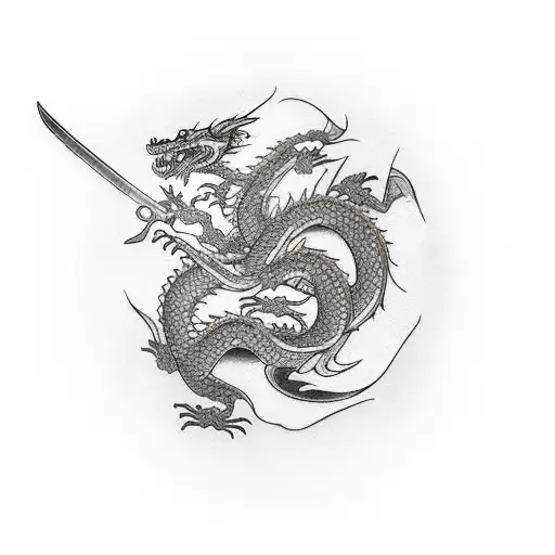 Dragon With Sword In Mouth