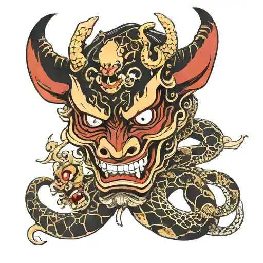 Hannya Mask With Snake