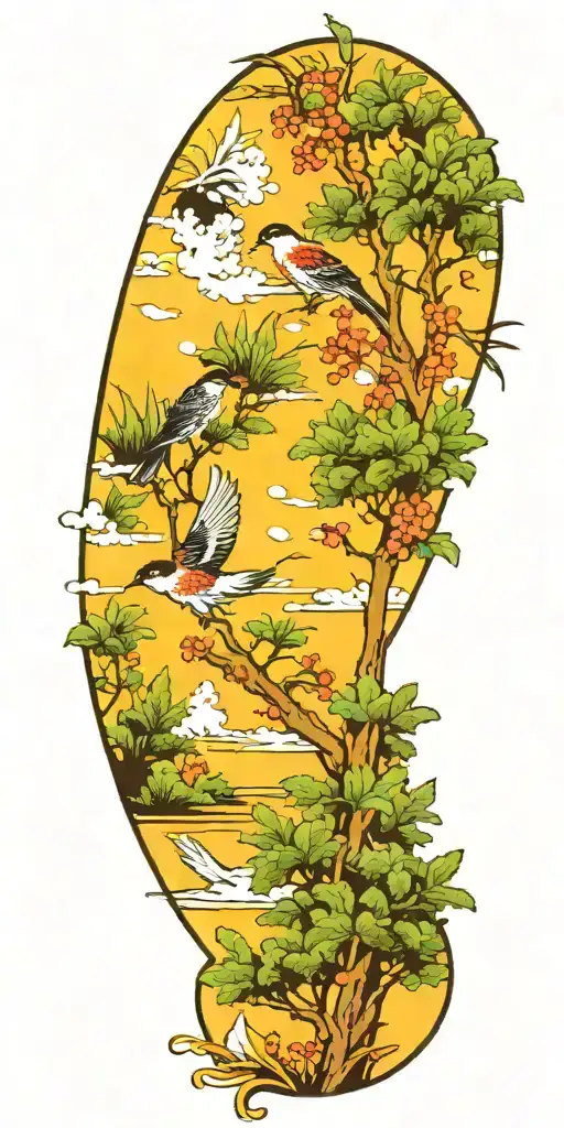 Trees Pines Lake Scene Fantail Fern Plant