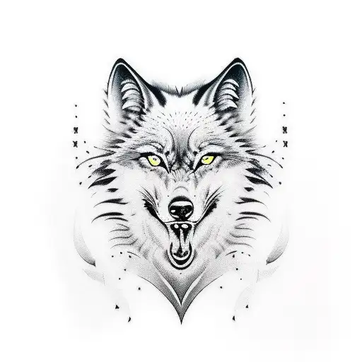 Black Wolf With Heart